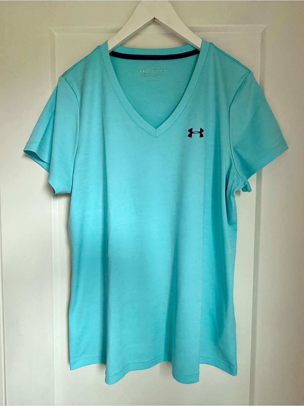 Under Armour Women's V-Neck Short Sleeve Tee in Aqua Blue